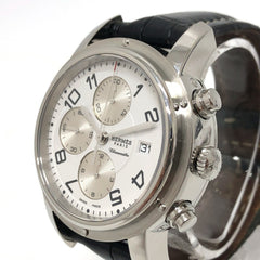 HERMES CP1.910 Clipper Chrono Automatic Chronograph Date Wristwatch Watch SS Men's Silver — Good