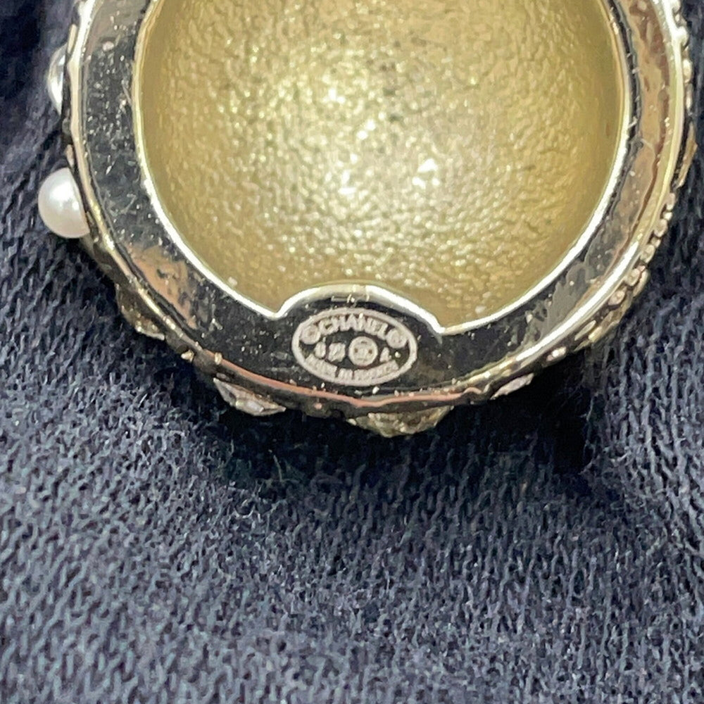 Chanel Earrings, Coco Mark Round Earrings with Rhinestones and Faux Pearls, B25A ABF219, CHANEL for Women — Like New