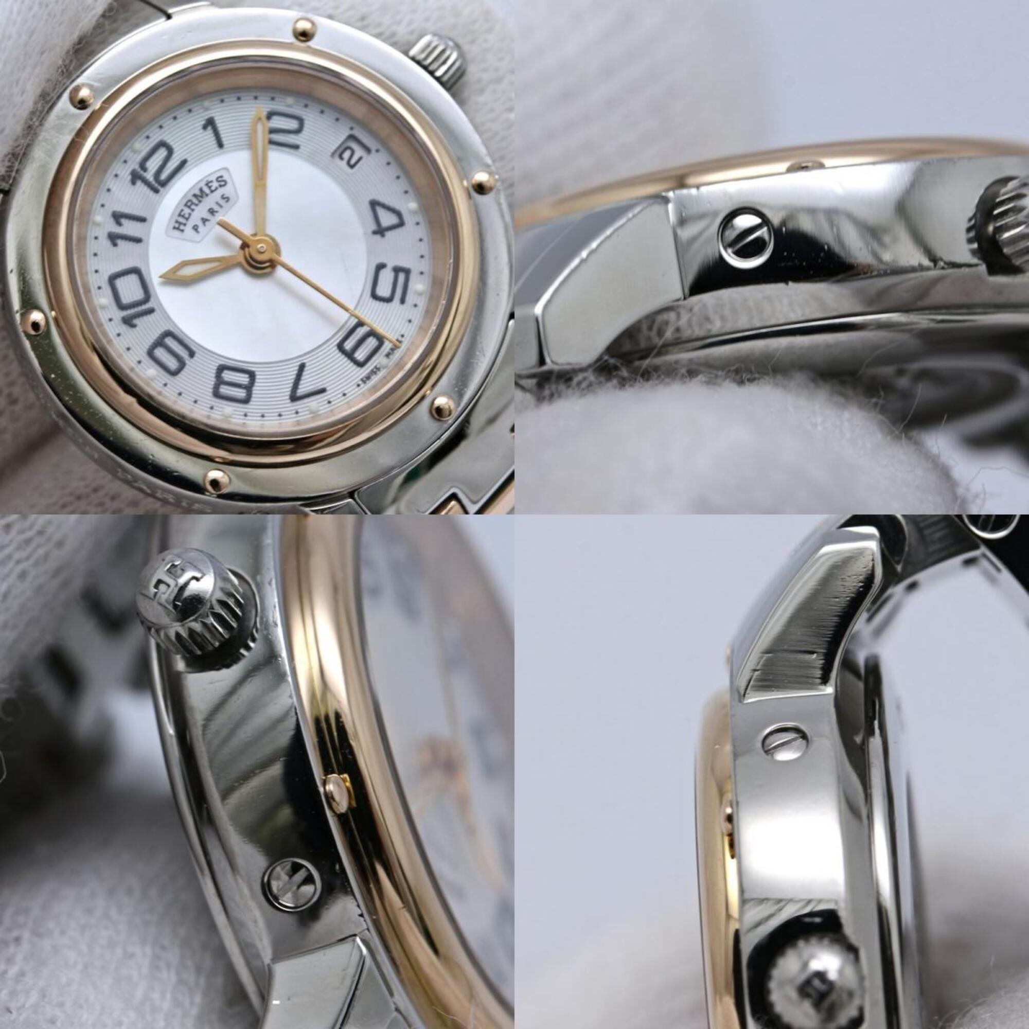 HERMES Clipper Classic Nacre CP1.221.212 4970 Women's Watch SSxPGP (Plated) 40520 — Good