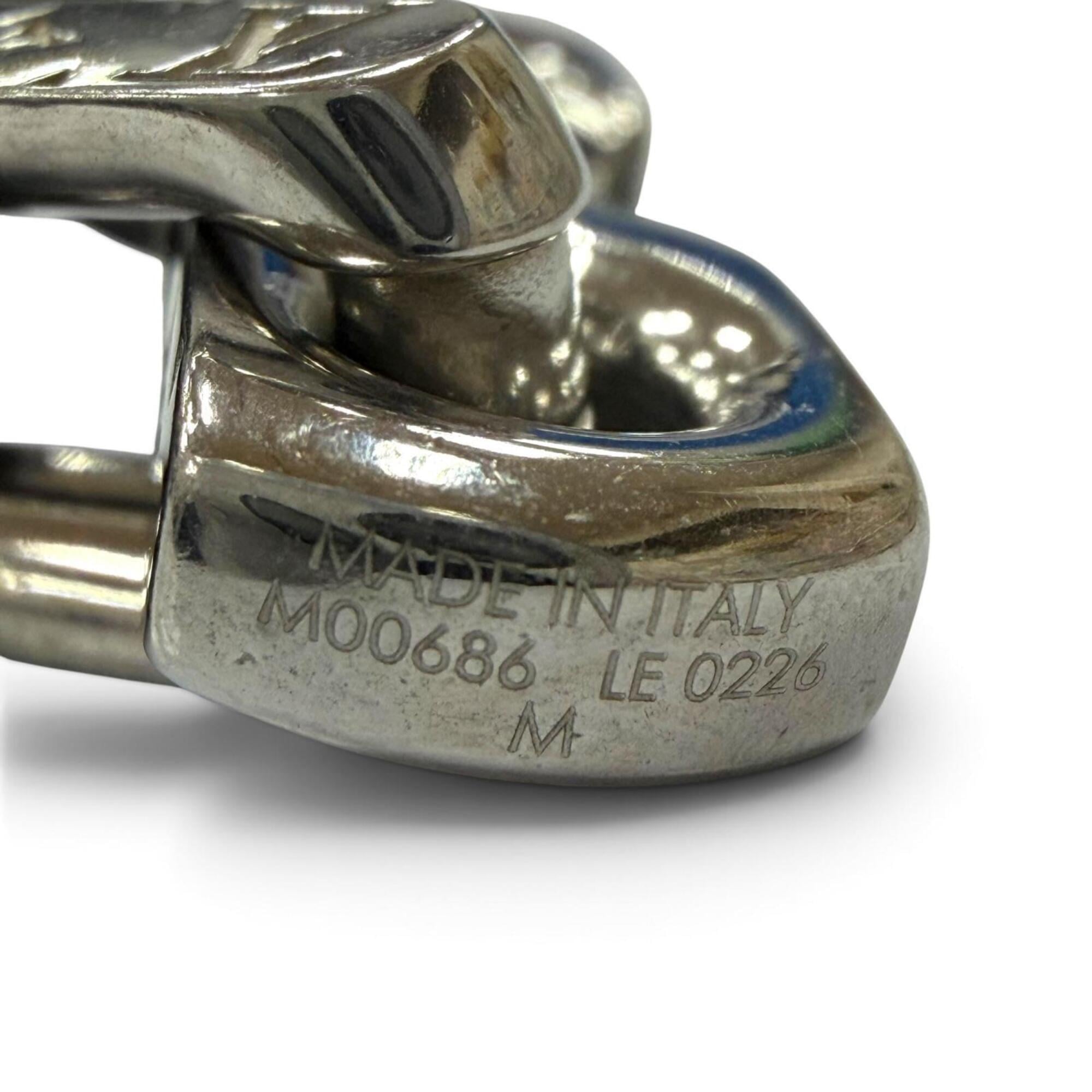 LOUIS VUITTON (Louis Vuitton) 2026 Model M00686 Monogram Chain Bracelet, Silver & Black, Size M, Made in Italy, Men's — Like New