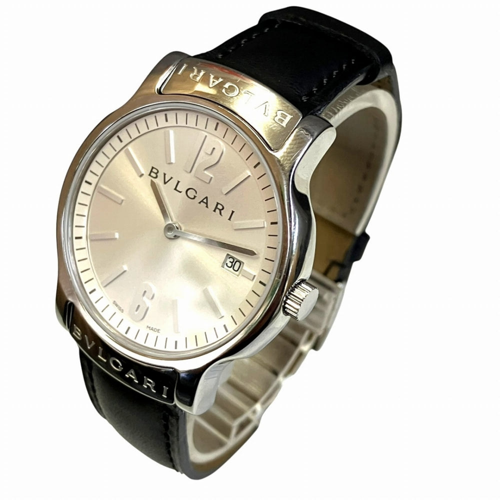 Bulgari BVLGARI Solo Tempo watch, total weight 38.1g, stainless steel, genuine leather strap, quartz movement, ST35S — Good