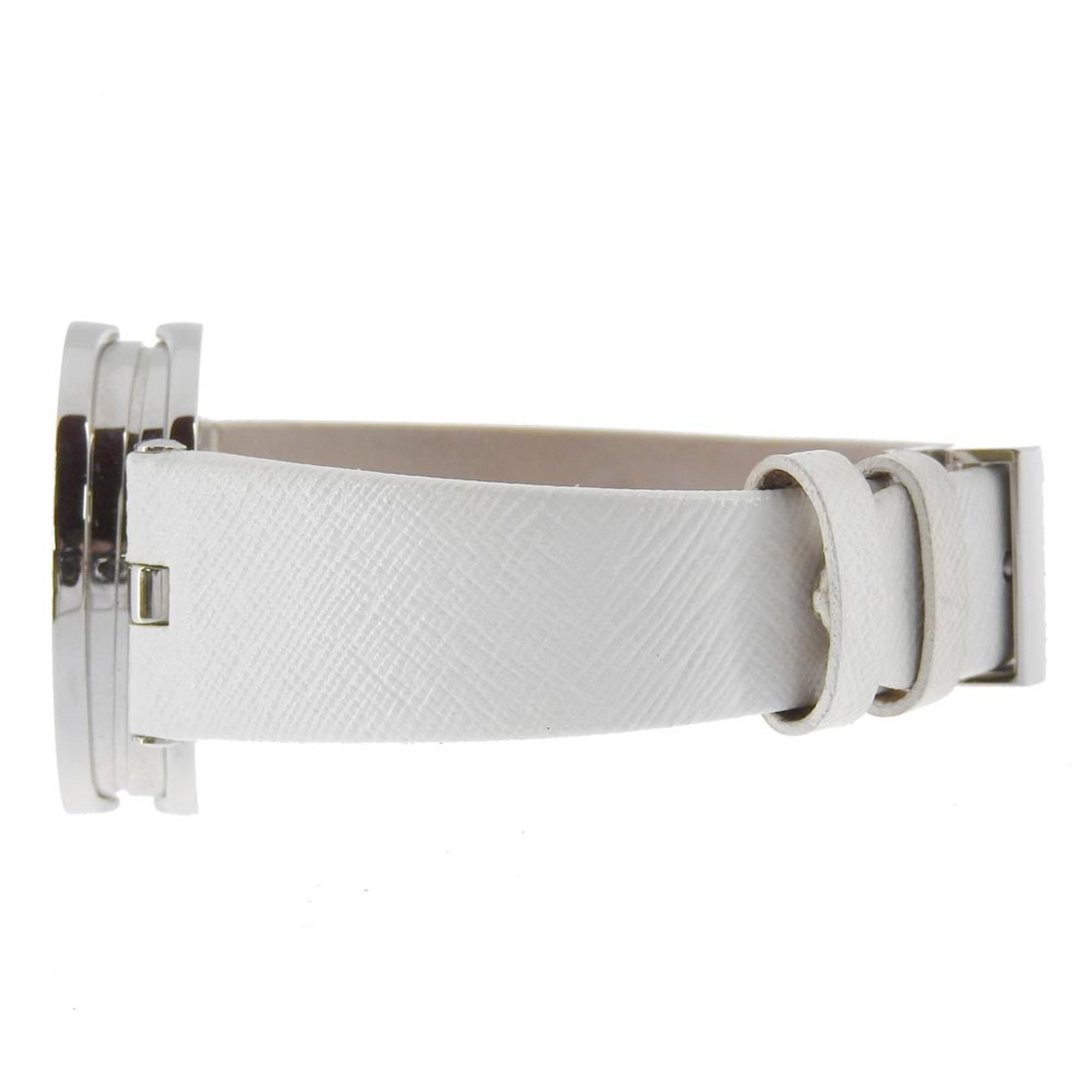BVLGARI B-zero1 Watch BZ30FDSL Stainless Steel x Leather Flower Quartz Analog Display White Shell Dial Women's — Very Good