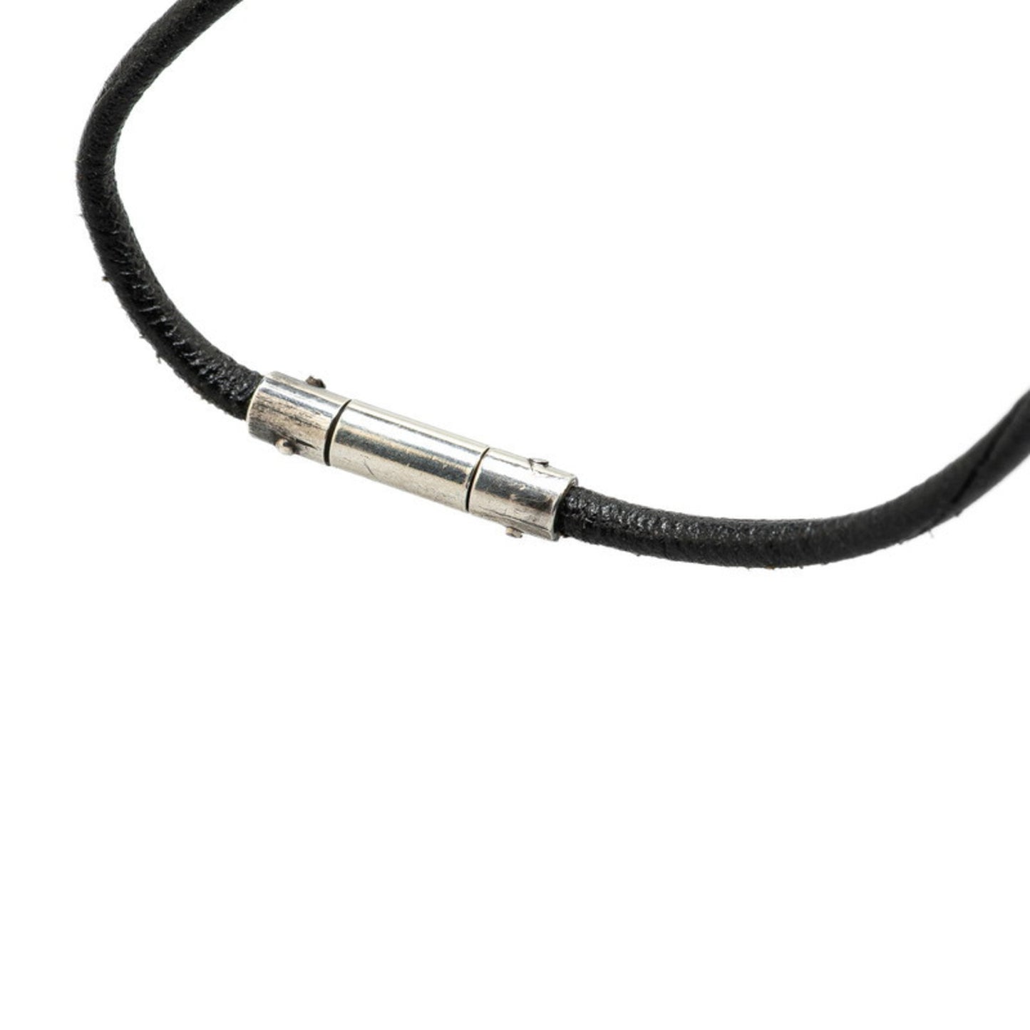 Gucci Mess Symbol Necklace Black SV925 Silver Leather Women's GUCCI