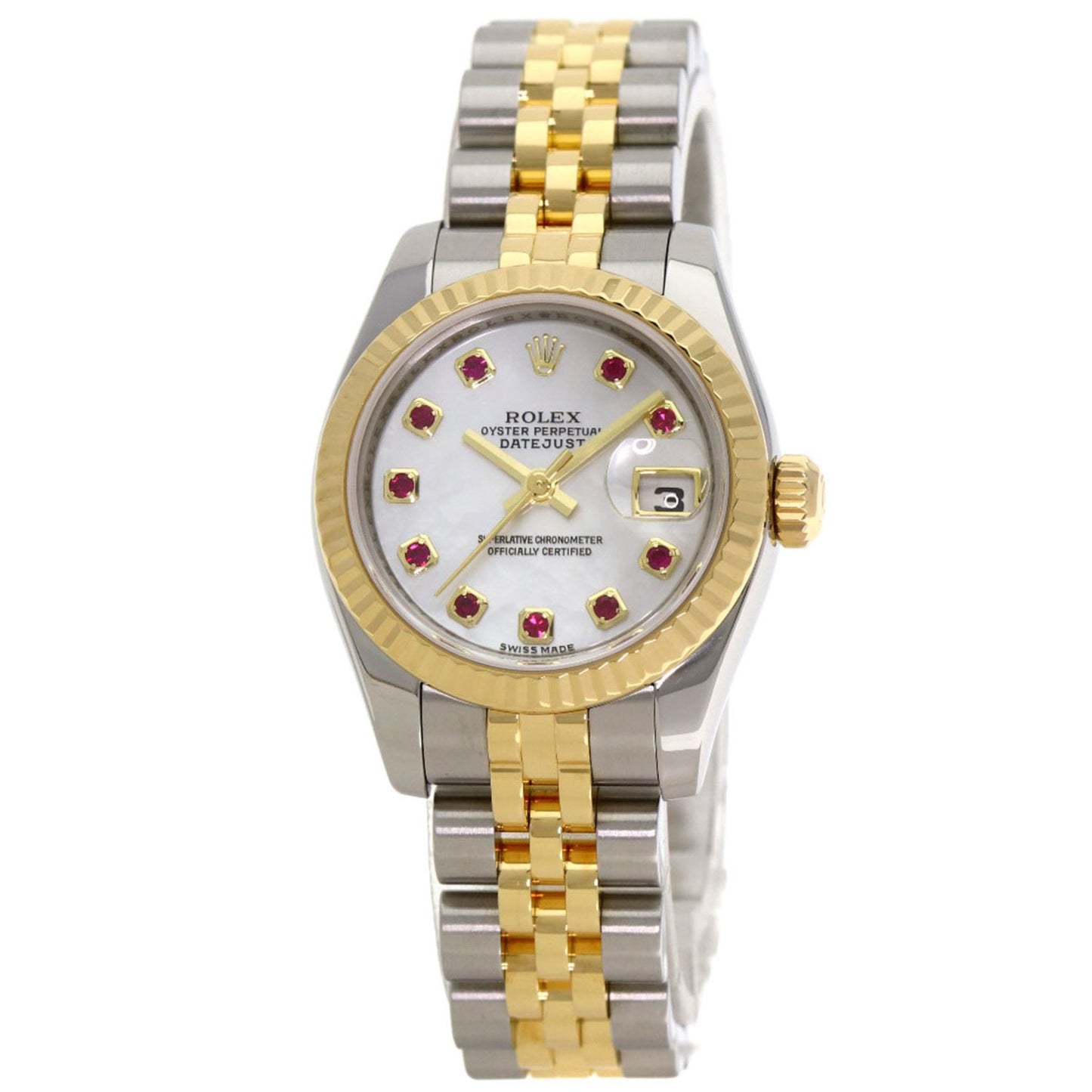 Rolex 179173NGR Datejust 10-Piece Ruby Watch in Stainless Steel (SSx18KYG) for Women