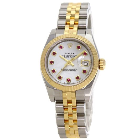 Rolex 179173NGR Datejust 10-Piece Ruby Watch in Stainless Steel (SSx18KYG) for Women