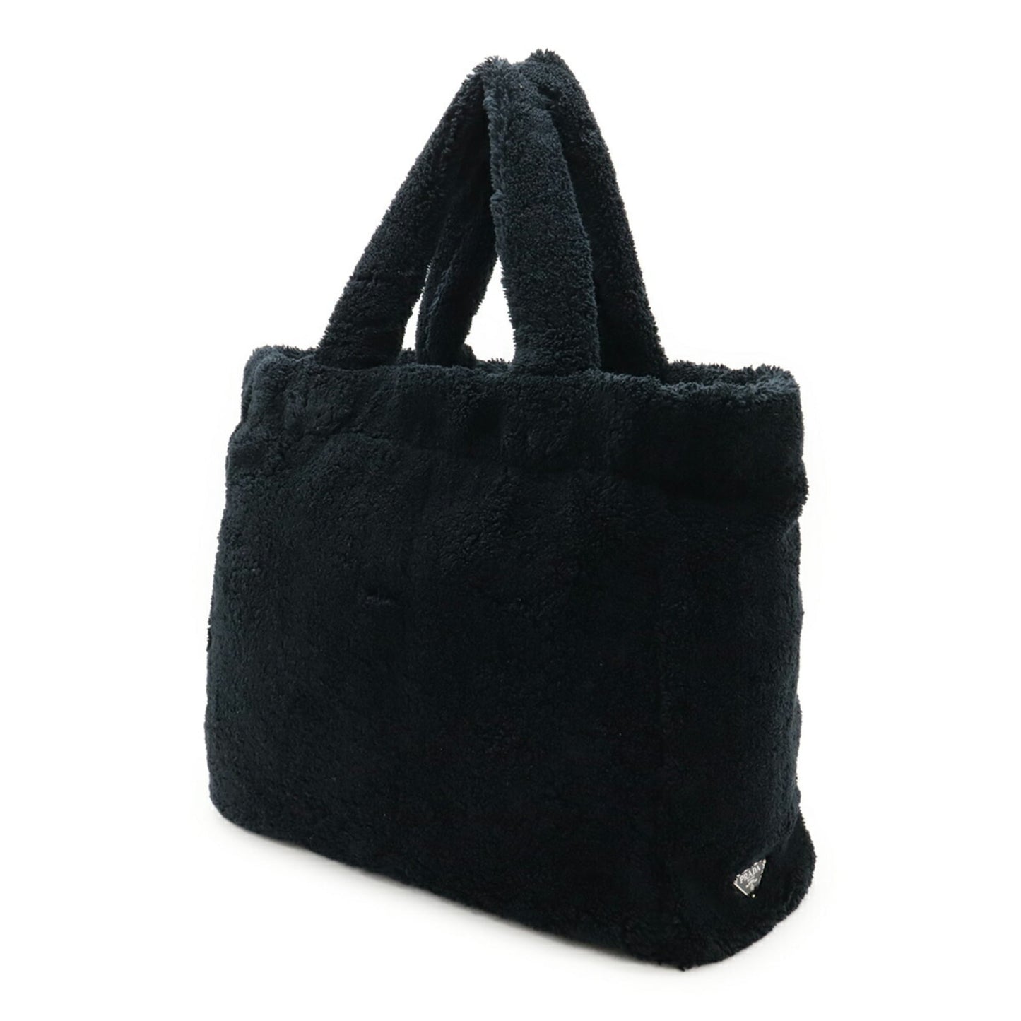 PRADA SPUGNA Terry Tote/Shoulder Bag, Triangle Fabric, NERO, Black, 1BG130