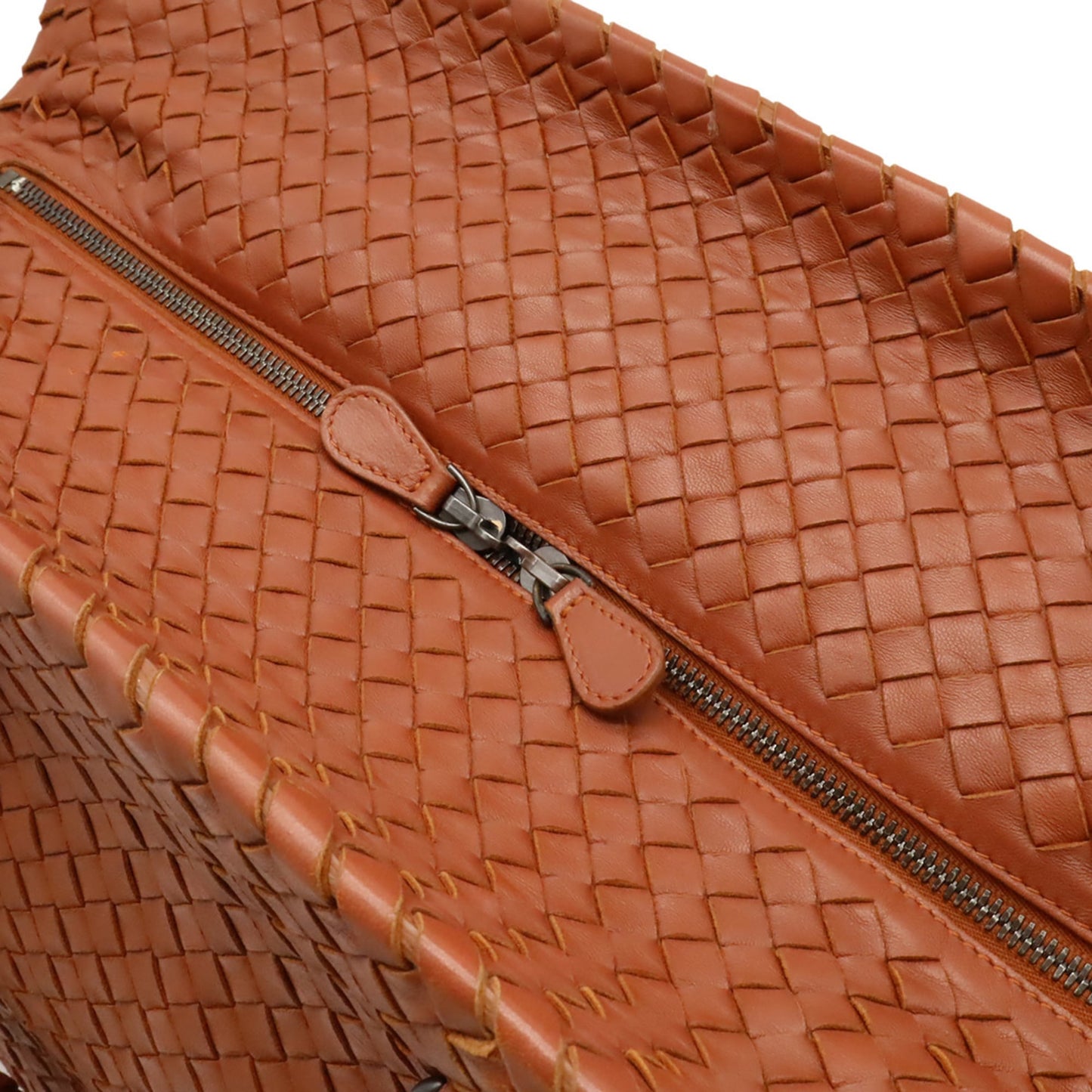BOTTEGA VENETA Intrecciato Boston Bag, Travel Handbag, Leather, Terracotta Brown, 256347