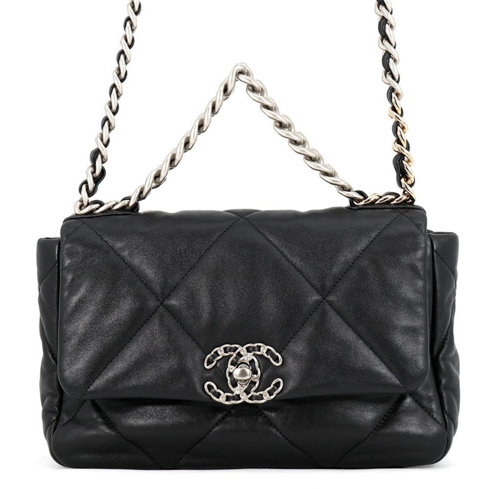 Chanel Chain Shoulder Bag CHANEL19 Flap Coco Mark Lambskin AS1160 CHANEL Black 19 Handbag Women's — Like New