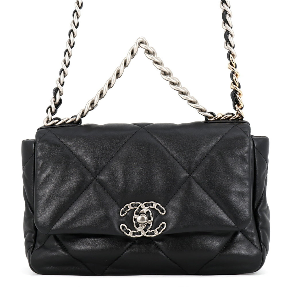 Chanel Chain Shoulder Bag CHANEL19 Flap Coco Mark Lambskin AS1160 CHANEL Black 19 Handbag Women's — Like New