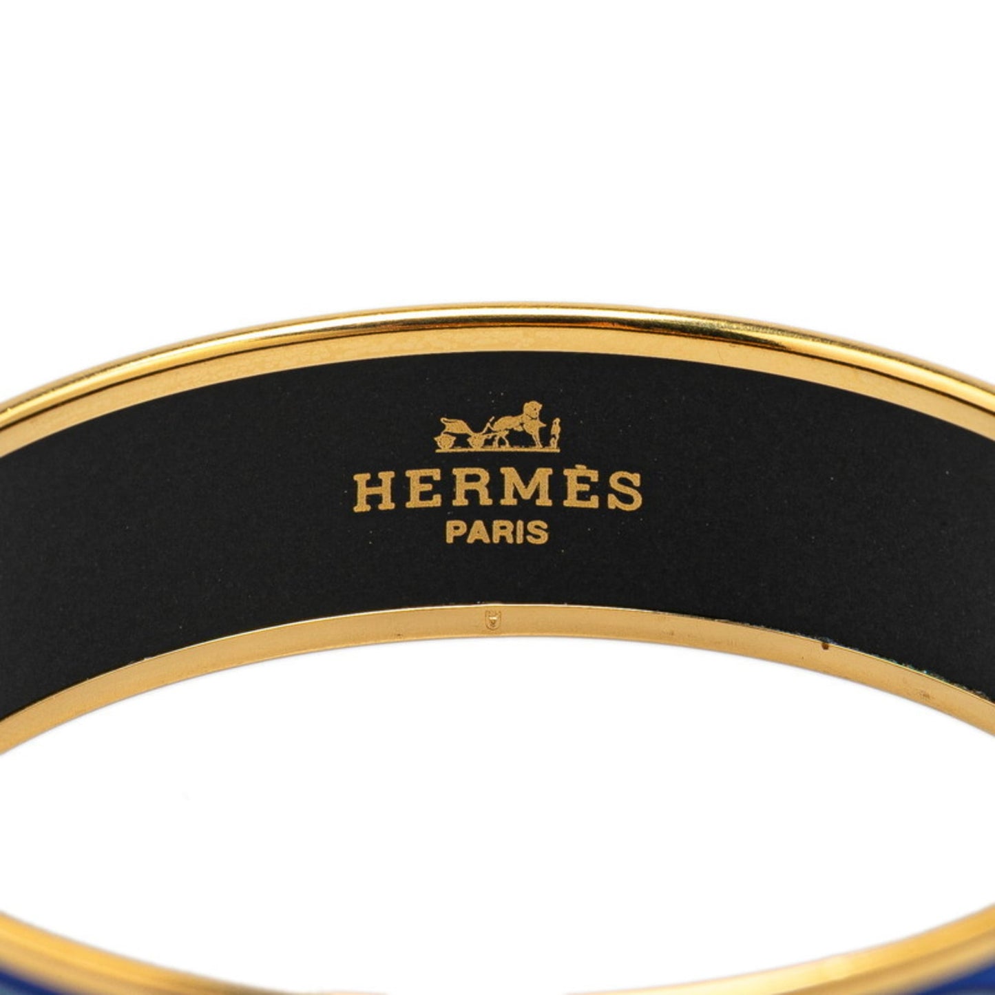 Hermes GM Emaille Bangle Blue Gold Plated Women's HERMES