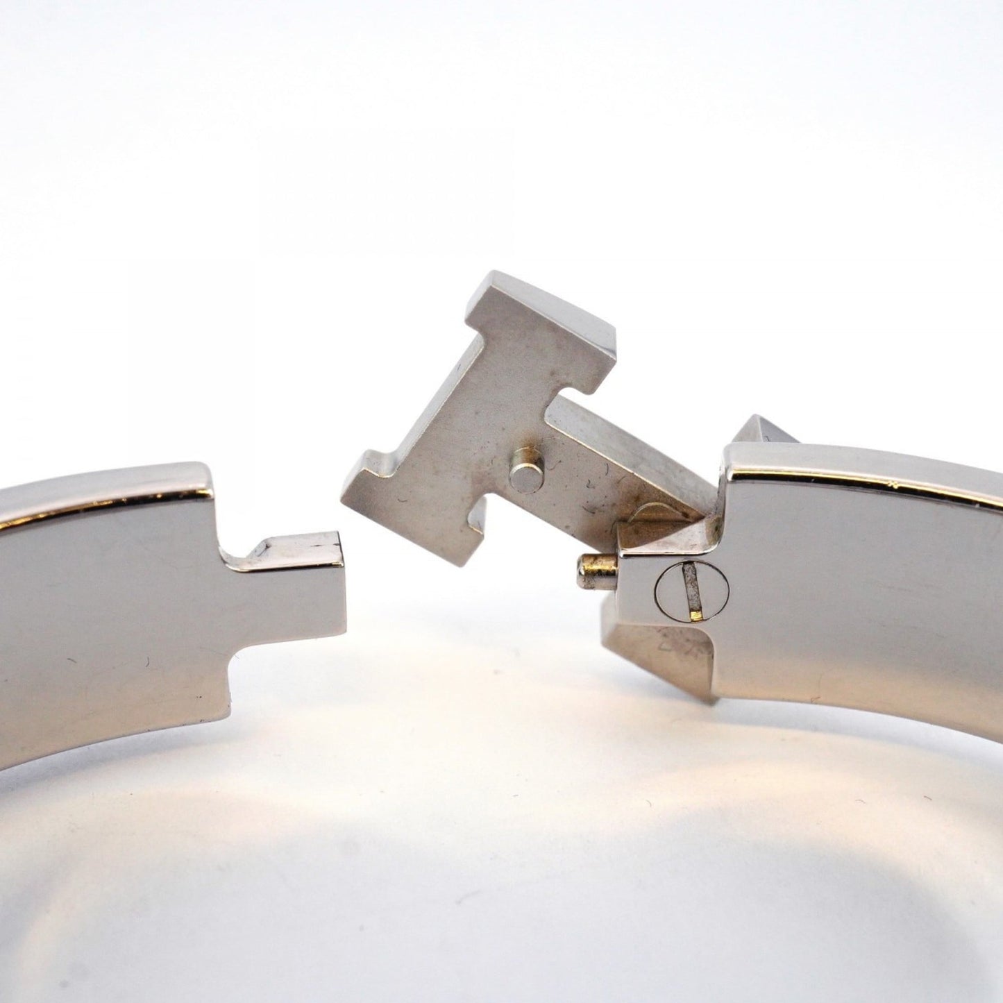Hermes Click Cluck PM Bangle in Metal and White for Women