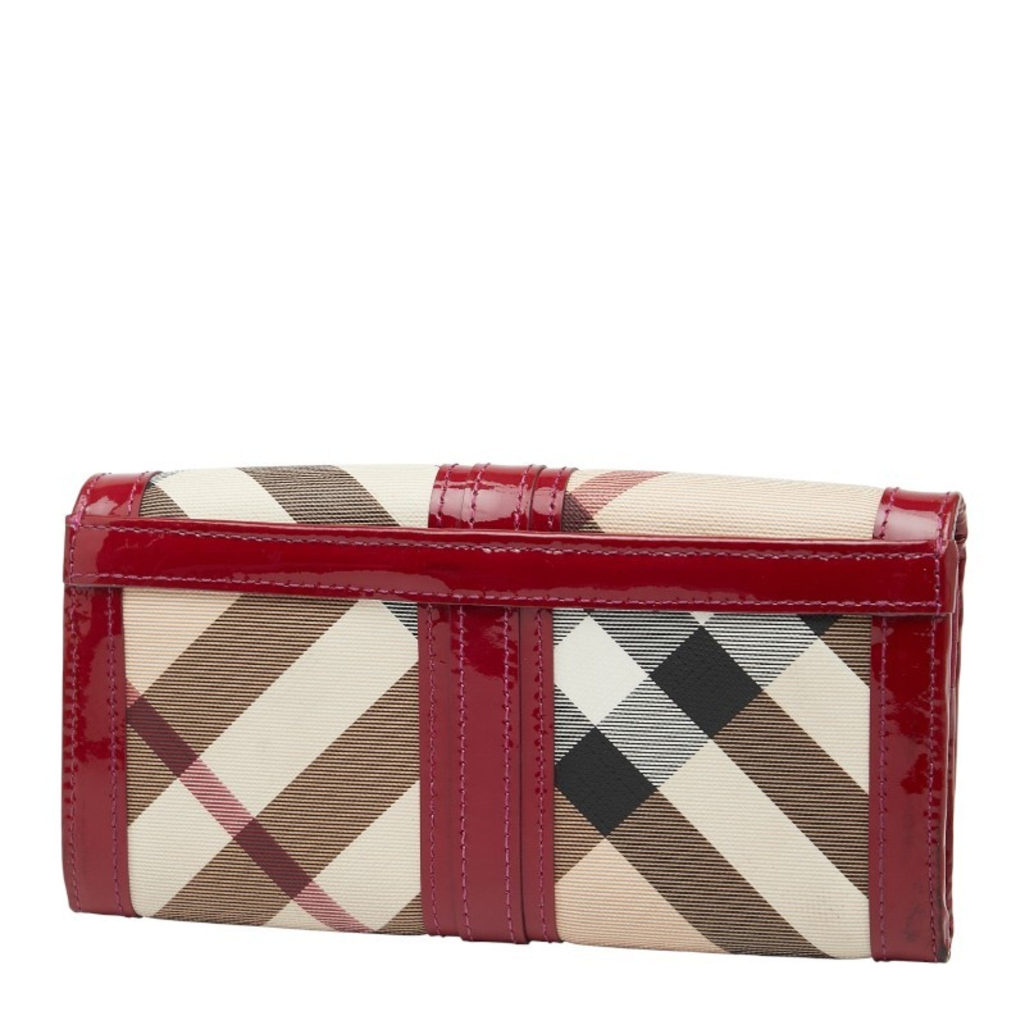 Burberry Nova Check Long Wallet in Red and Beige Leather for Women