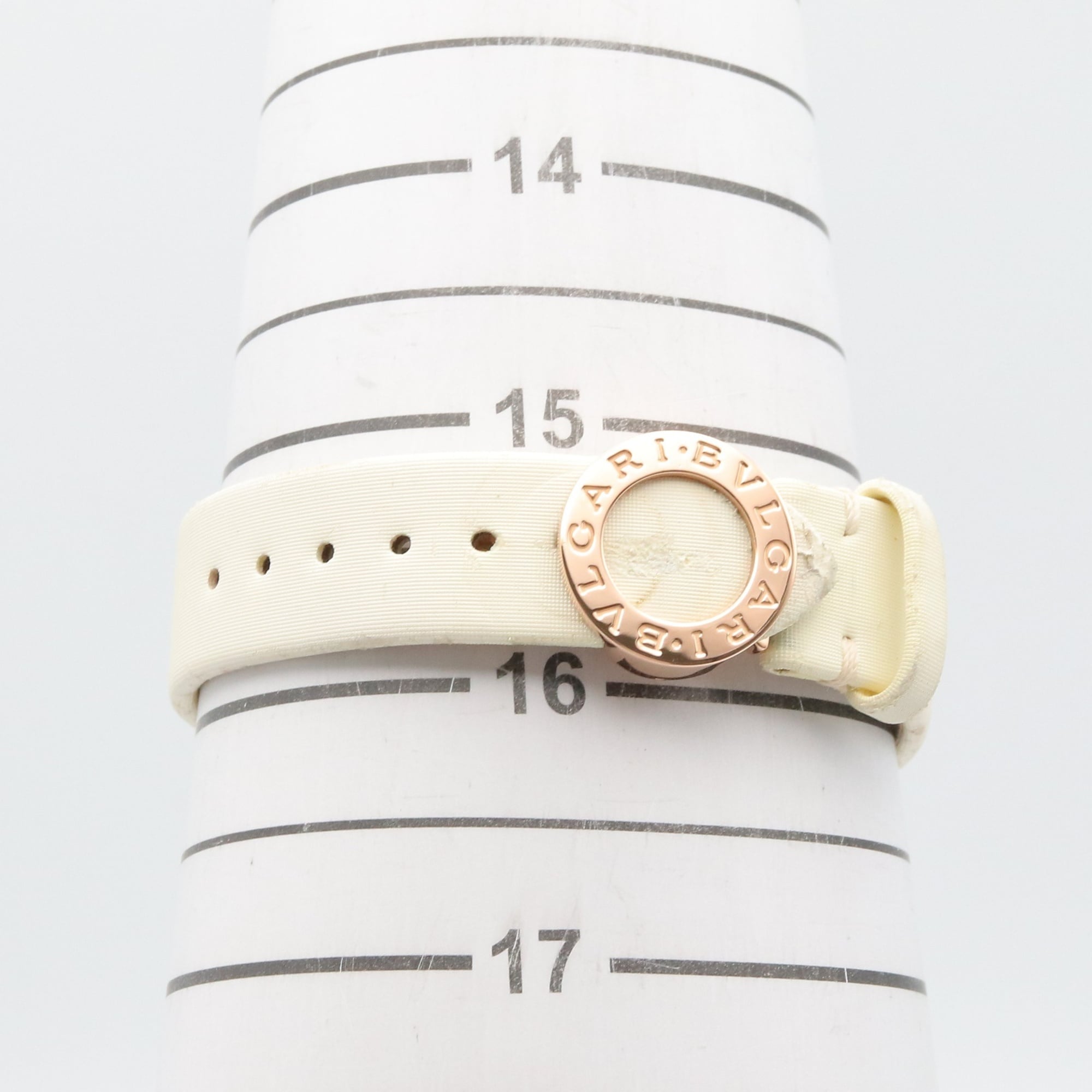 Bulgari BVLGARI Astrale Cerchi Diamond & Colored Stone Watch, 18K Pink Gold (PG), Diamond, Leather Strap, Women's, White, White Shell, AEP36G — Very Good