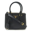 PRADA Galleria Saffiano Handbag/Shoulder Bag, Leather, Nero, Black, 1BA906, Purchased at an Overseas Boutique