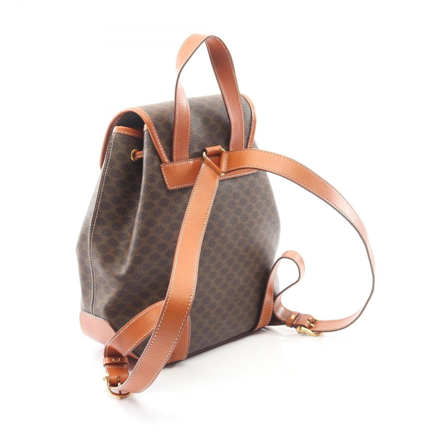 Celine Macadam Backpack, Coated Canvas and Leather, Women's, Brown