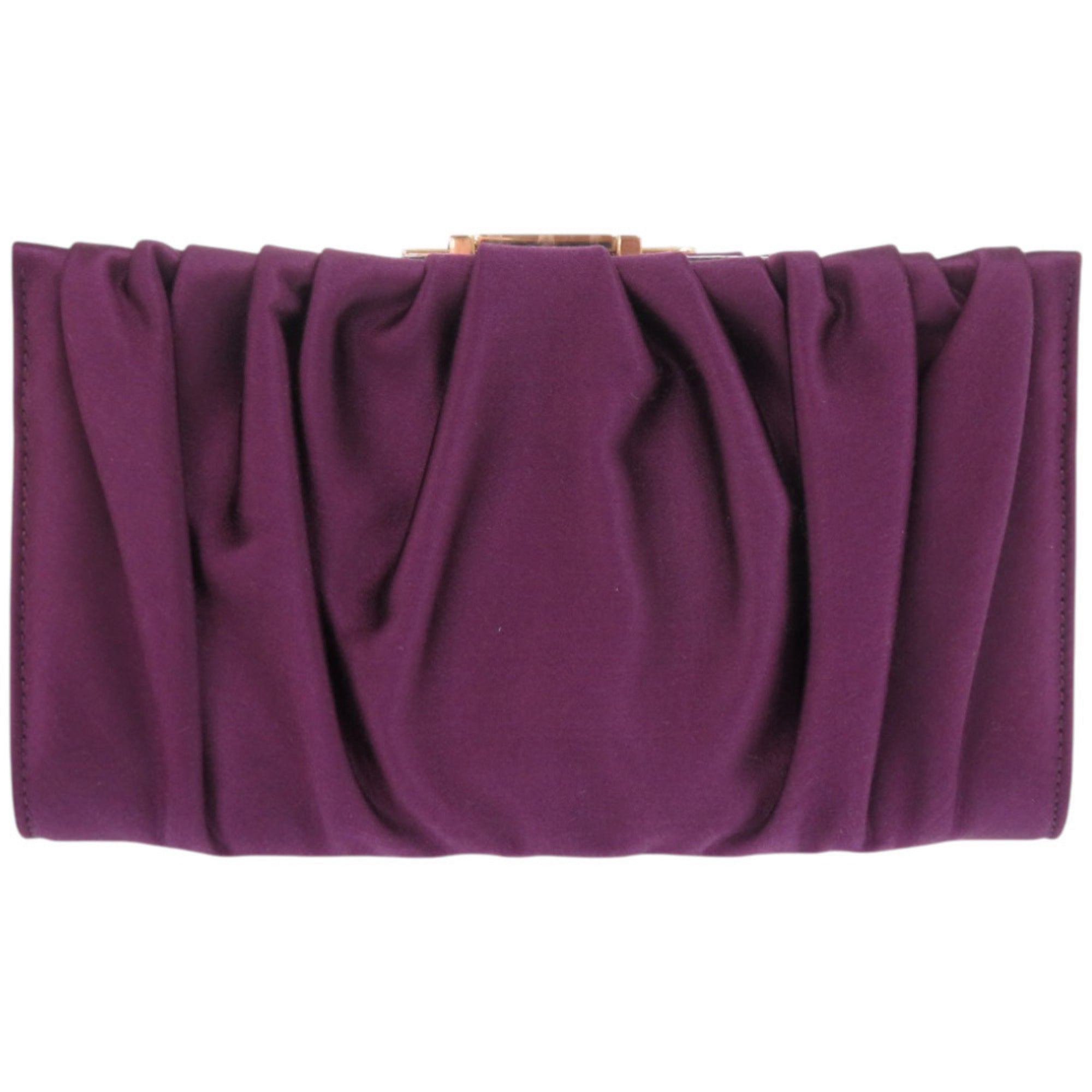 Like new Salvatore Ferragamo Gancini E0 21 B912 satin purple clutch bag 0467 — Like New