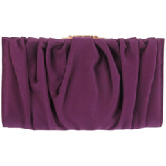 Like new Salvatore Ferragamo Gancini E0 21 B912 satin purple clutch bag 0467 — Like New