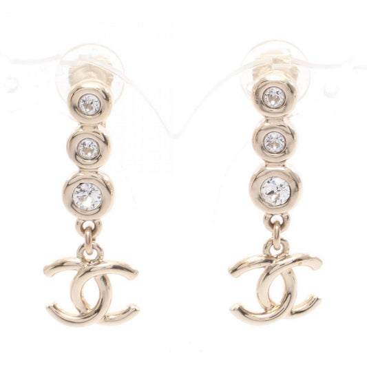 CHANEL Coco Mark Earrings with Gold Plated Rhinestones for Women
