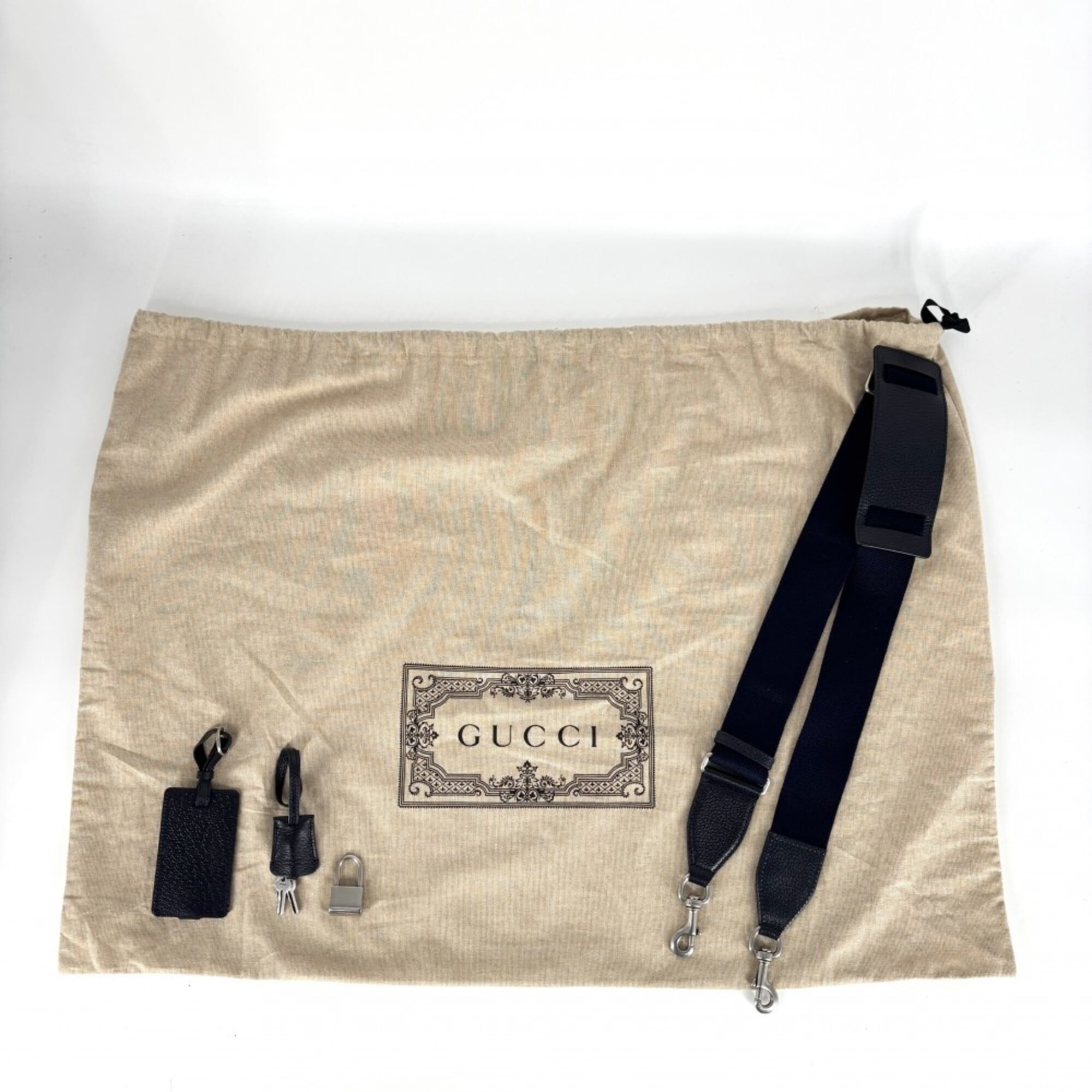 Gucci Boston Bag for Men and Women, Ophidia Medium Duffle Bag, Handbag, Shoulder Crossbody Travel GUCCI 724642, GG Supreme Canvas, Leather, Navy, Beige, Silver Hardware — Like New