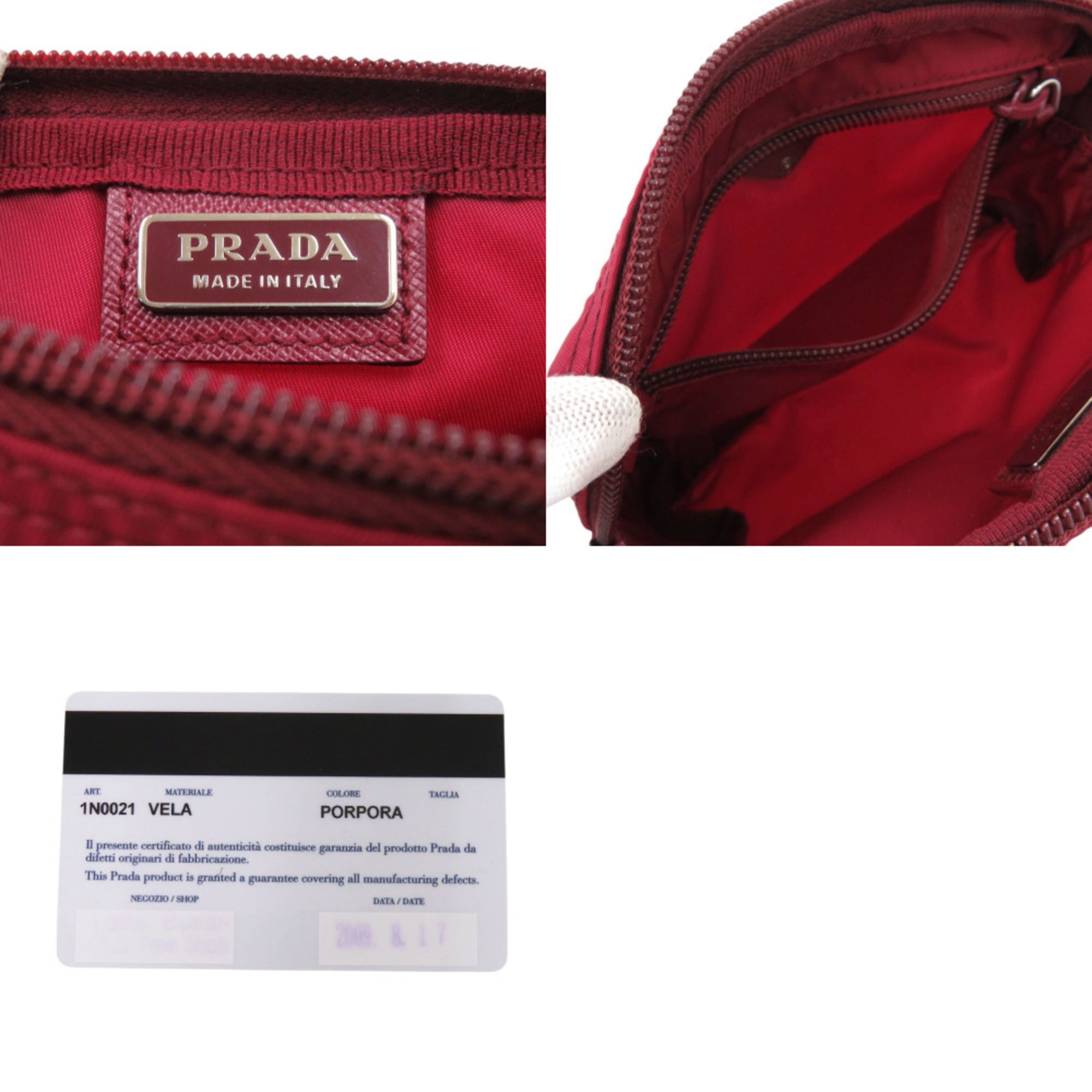 Prada 1N0021 Triangle Logo Nylon Red Cosmetic Pouch Handbag 0513PRADA — Like New