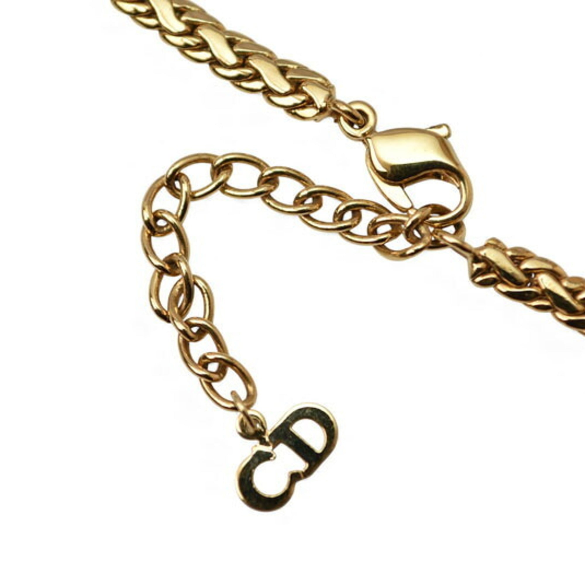 Christian Dior necklace with rhinestones in green and gold — Like New