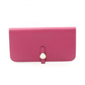 Hermes Hermès Dogon Long Bifold Wallet, Leather, Evercolor, Women's, Pink