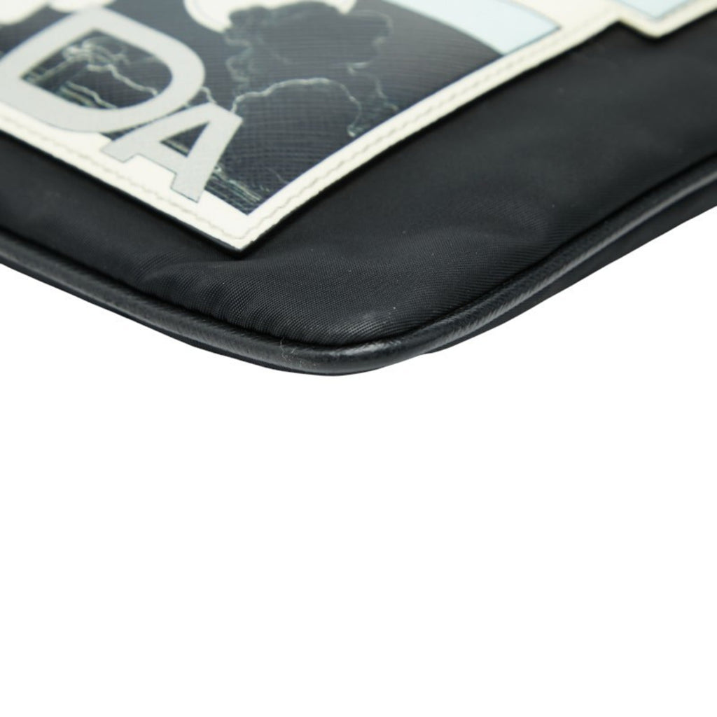 Prada Monkey Robot Clutch Bag, Second Black, Multicolored Nylon, Saffiano Leather, Men's PRADA