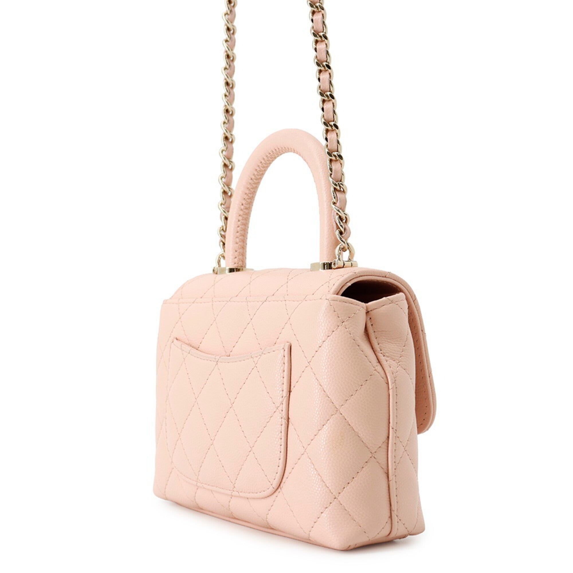 Chanel Matelassé Mini Handbag with Coco Handle, Caviar Skin, AP4244, 2-way Chain Shoulder Bag, for Women, CHANEL — Like New