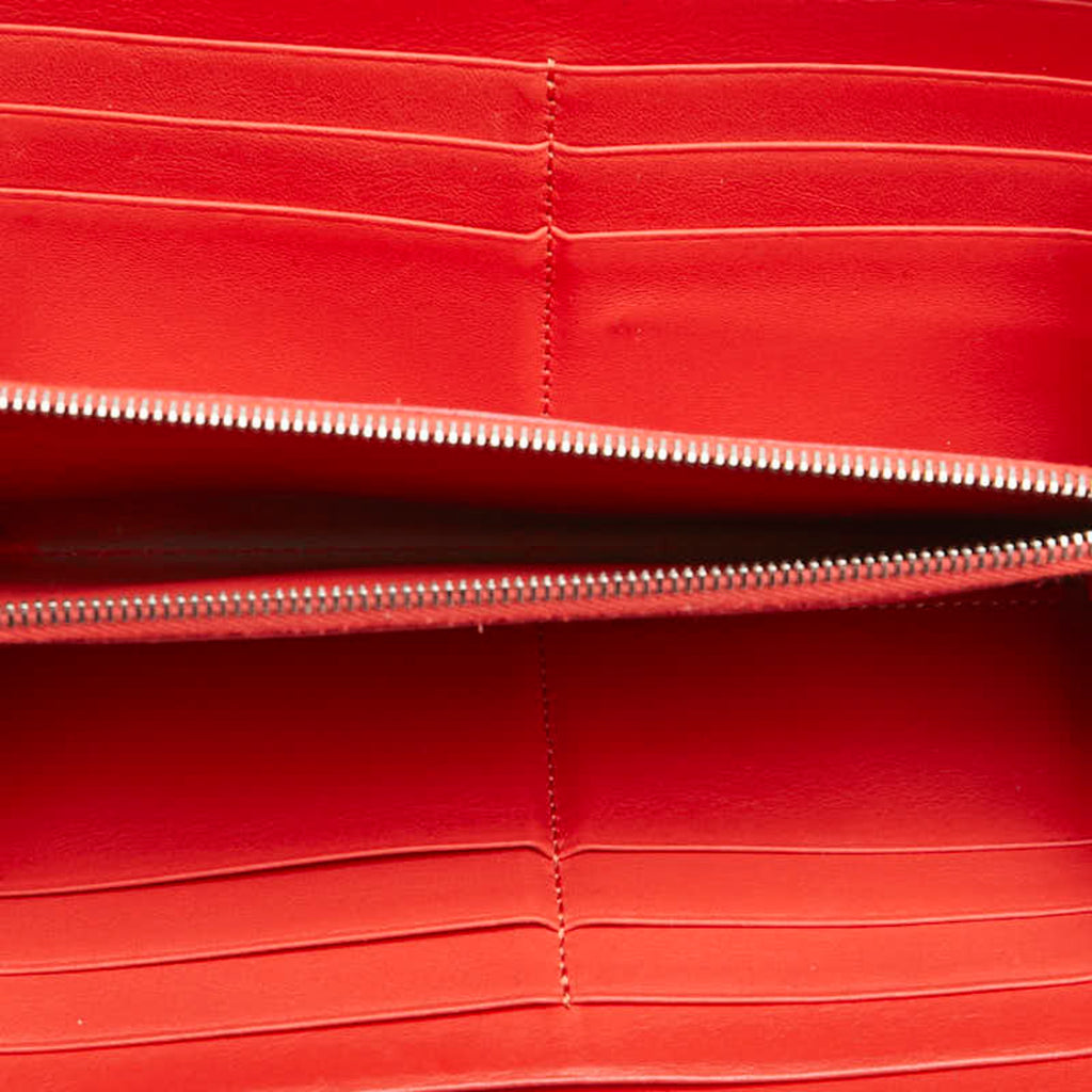 Celine long wallet with round zipper, beige leather, women's.