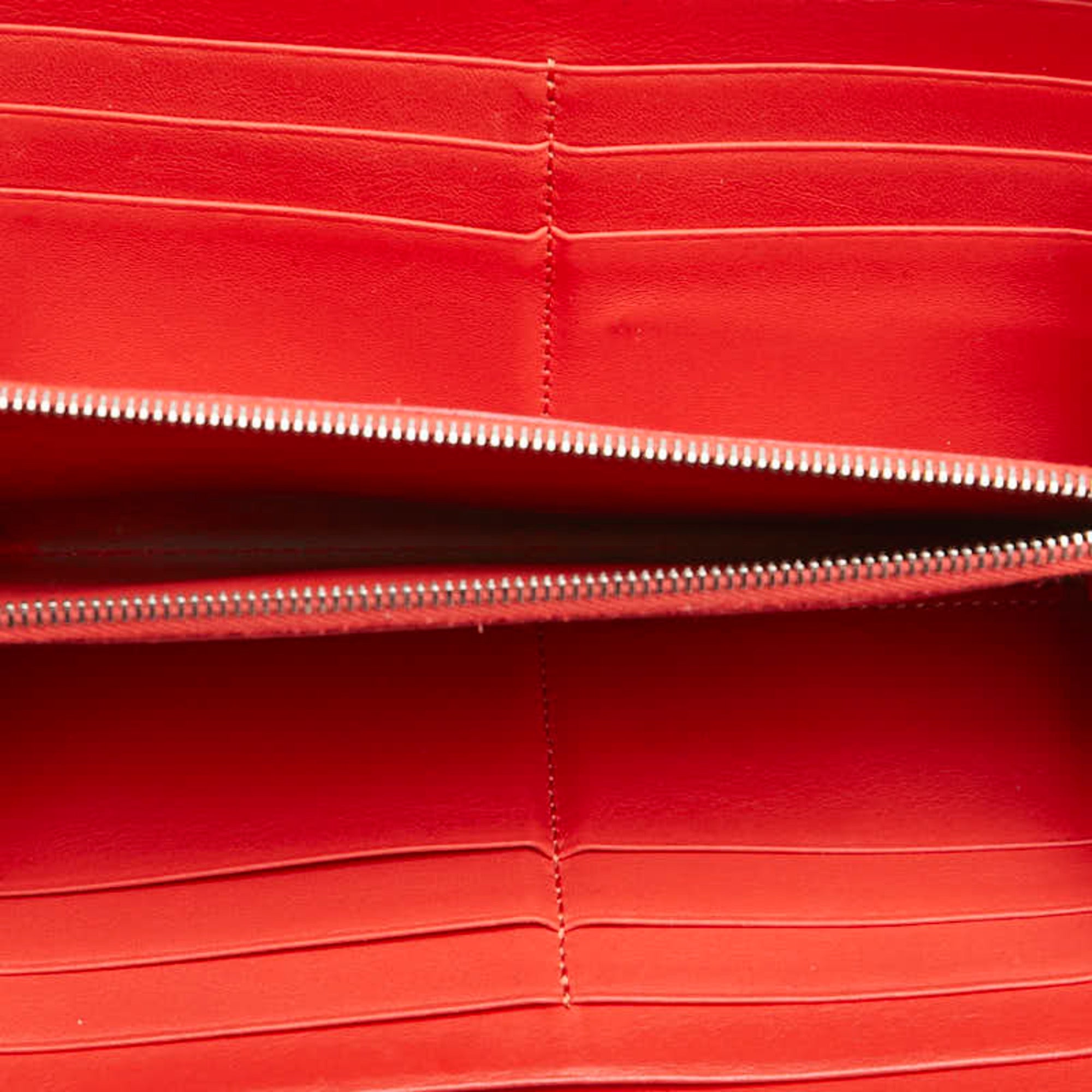 Celine long wallet with round zipper, beige leather, women's.