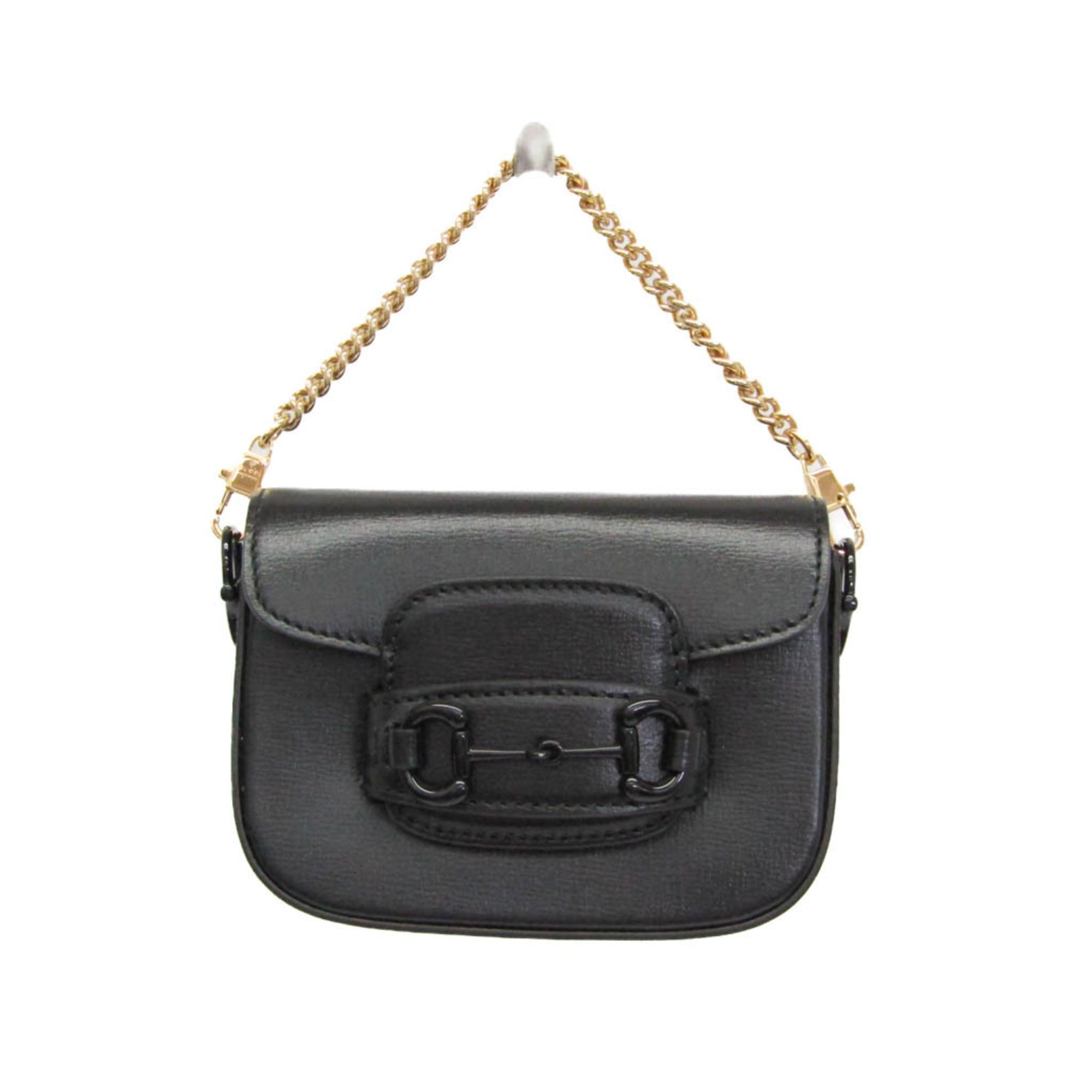 Gucci Horsebit 1955 Mini Bag 726863 Women's Leather Pouch,Shoulder Bag Black — Like New