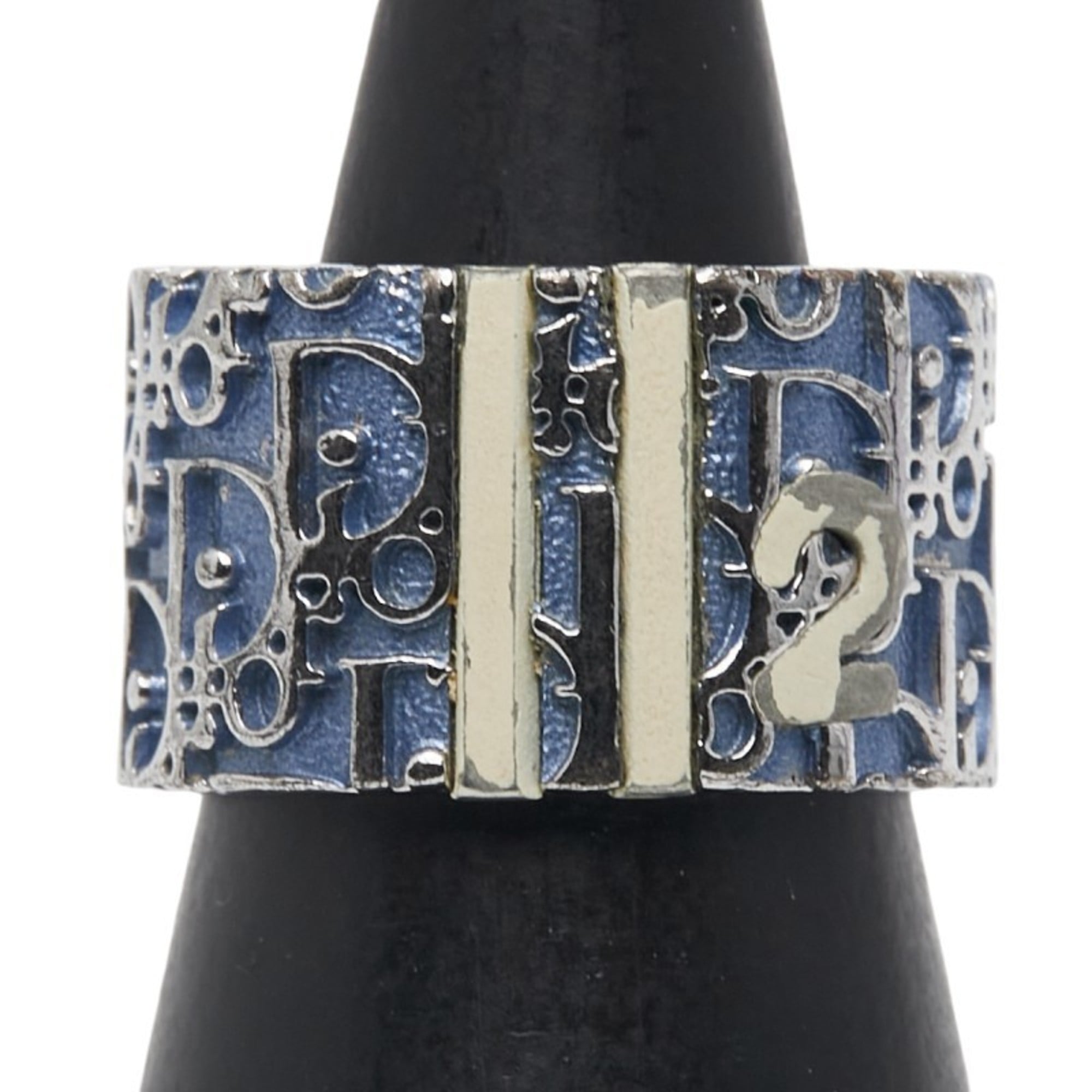Christian Dior Dior Trotter Ring #6 Silver Blue Metal Women's