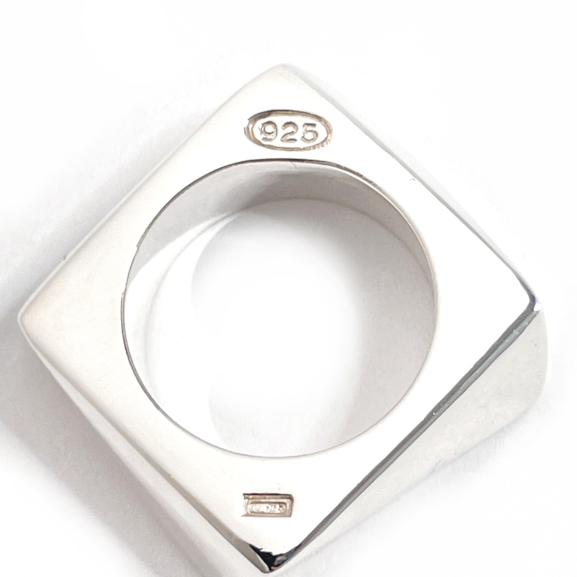 Salvatore Ferragamo Square Ring, Sterling Silver 925, Size 9, Silver, Women's — Like New