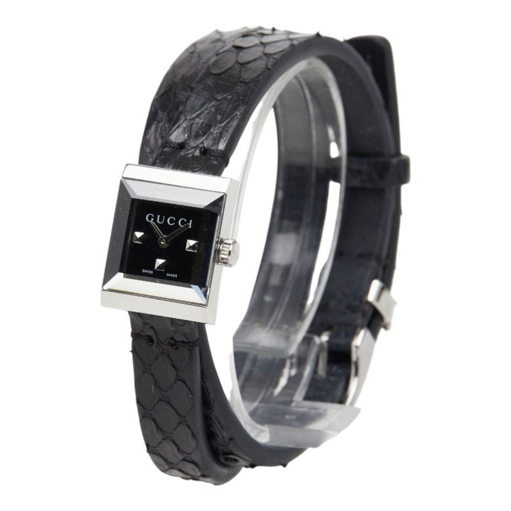 Gucci G-Frame Square Luxury YA128507 Watch 128.5 Quartz Black Dial Stainless Steel Leather Women's GUCCI — Very Good