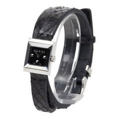 Gucci G-Frame Square Luxury YA128507 Watch 128.5 Quartz Black Dial Stainless Steel Leather Women's GUCCI — Very Good