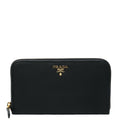 Prada Women's Round Zip Long Wallet 1M0506 Black Nylon