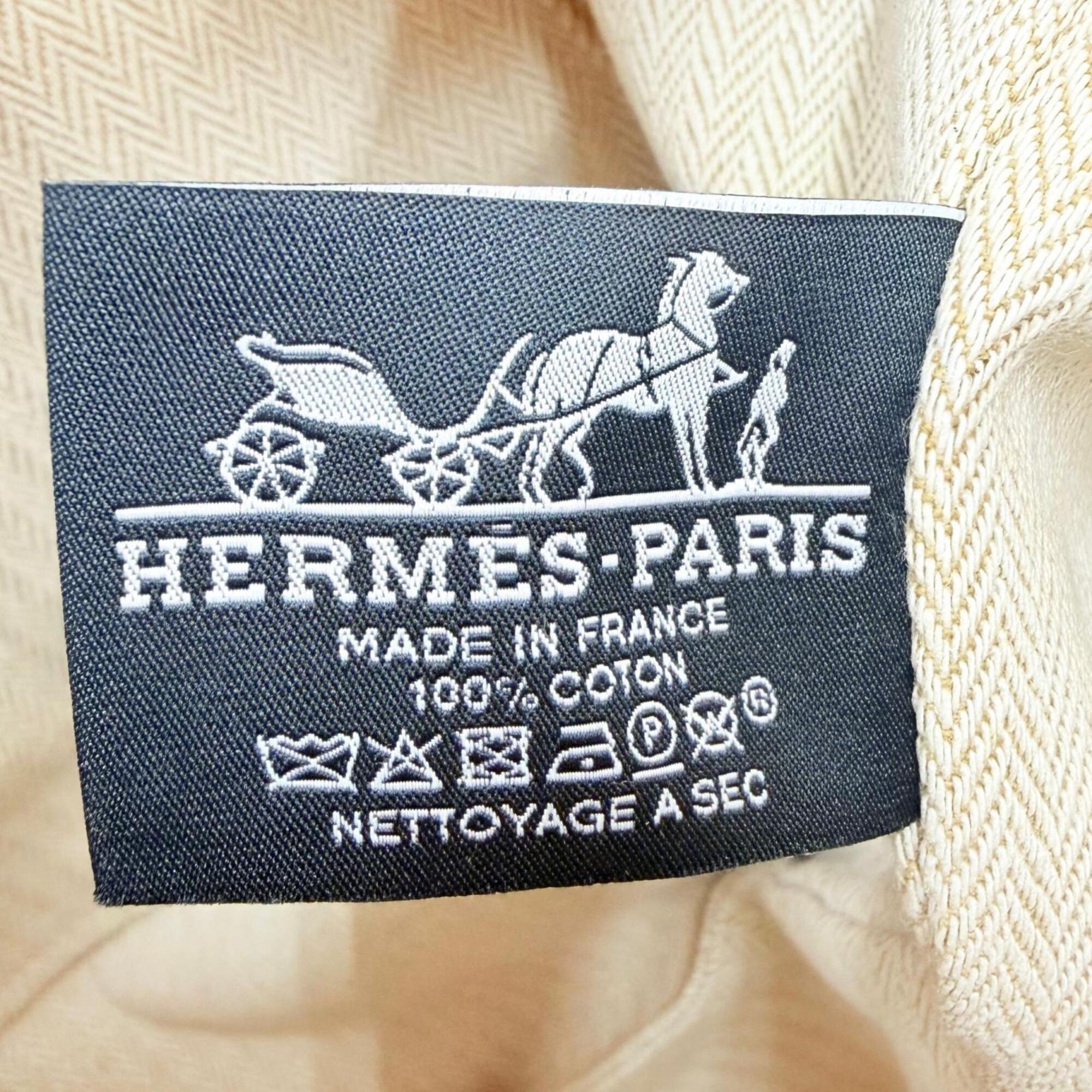 HERMES Bride à Black GM 100% Cotton Natural Silver Hardware Sellier Button Canvas Handbag Made in France Women's — Like New