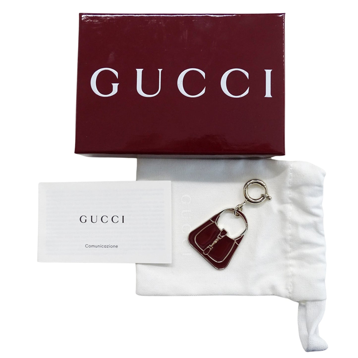 Gucci Jackie Metal Bag Charm for Women, Bordeaux 837066, Champagne Gold Mini