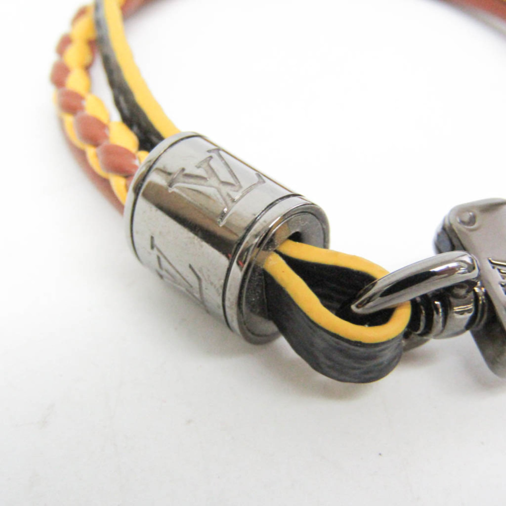 Louis Vuitton Damier Graphite LV Treble Bracelet M6423 Damier Graphite,Leather Bangle Black,Brown,Yellow