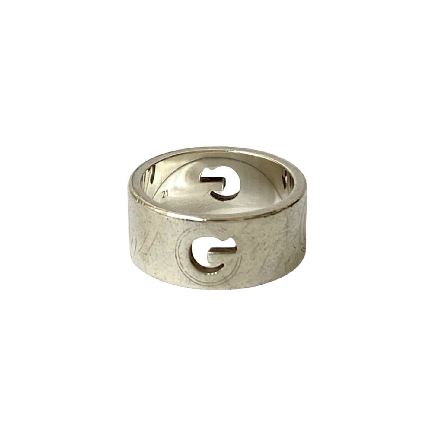 GUCCI G Logo Cutout Ring, 925 Sterling Silver, Men's Accessory, 60302