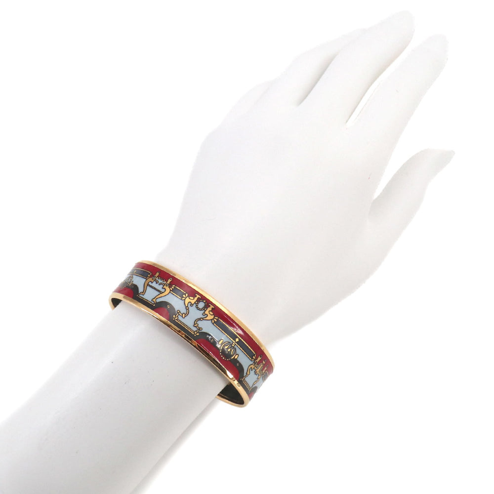 Hermes MM Email Bangle Bracelet, Red Multicolor Gold — Like New