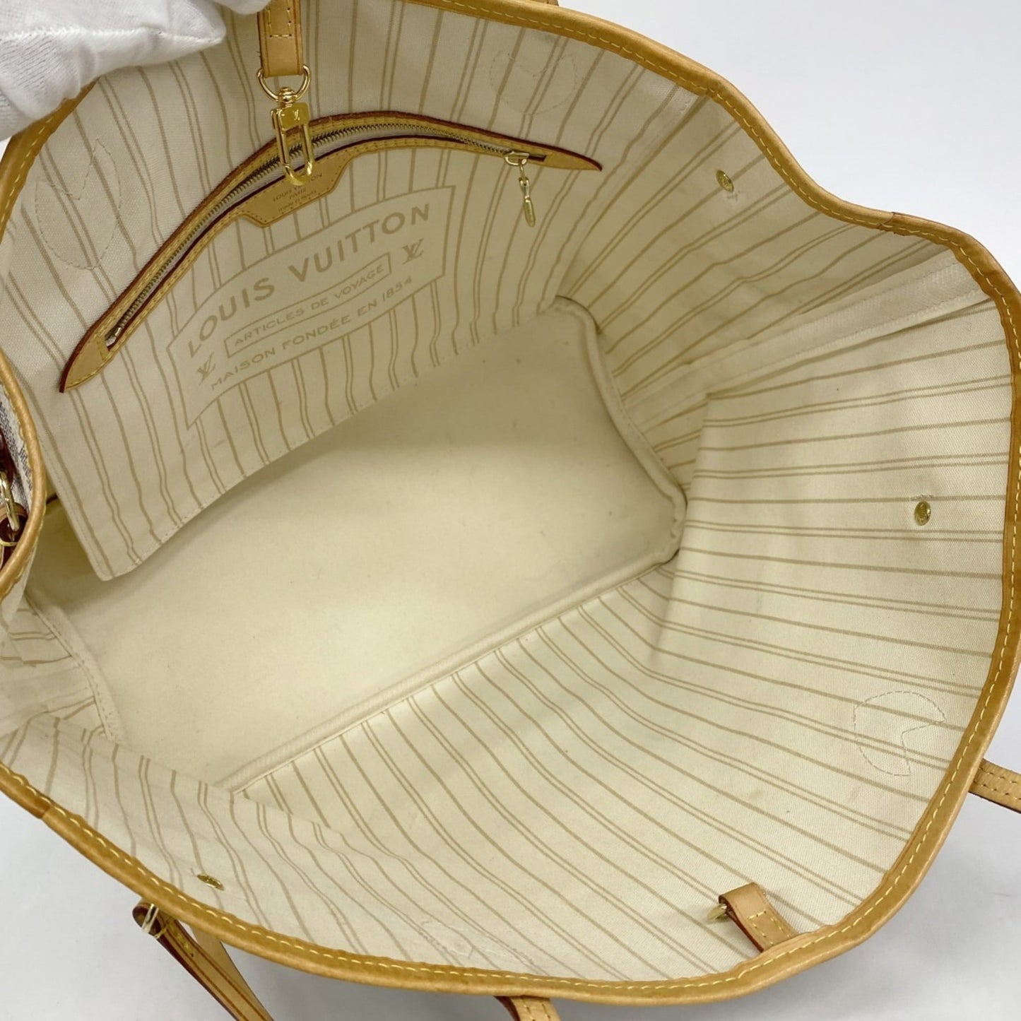 Louis Vuitton Damier Azur Neverfull MM Tote Bag N41361 White Women's