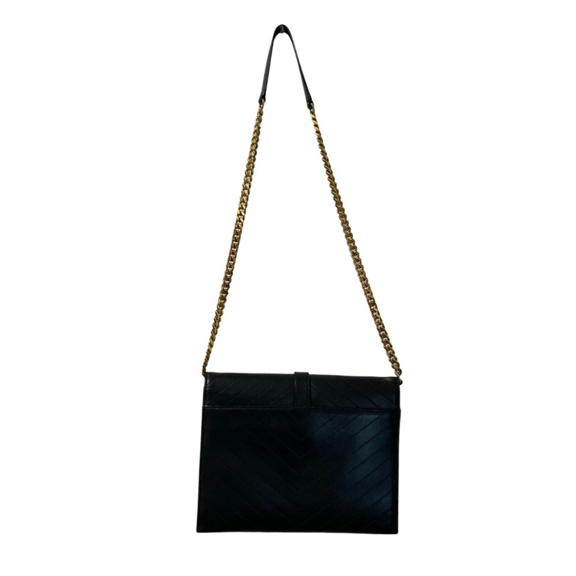 Yves Saint Laurent SAINT LAURENT PARIS BO MONOGRAMME Cassandra V-Stitch Chain Shoulder Bag in Black for Women — Like New