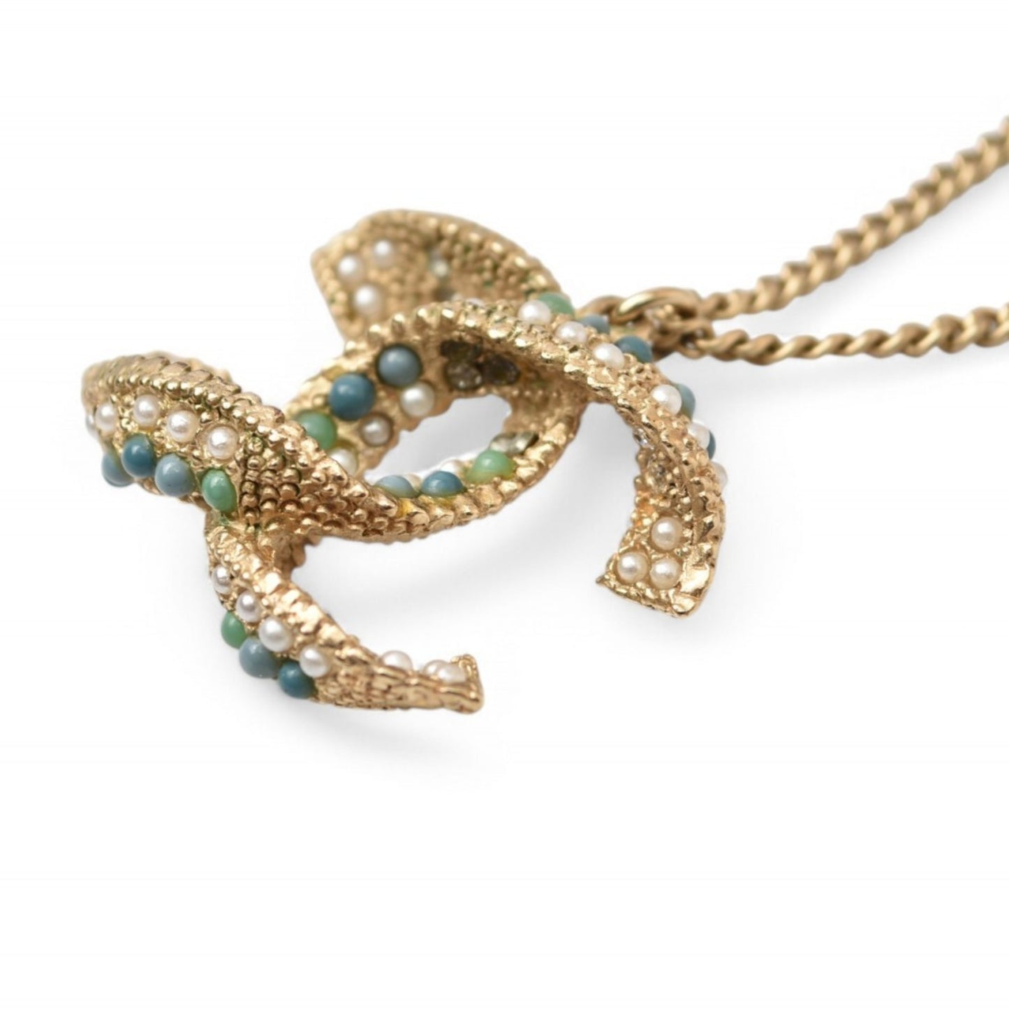 Chanel Necklace Pendant 2way CHANEL Coco Mark CC Color Stone Gold A15