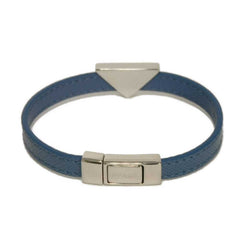 Prada Saffiano Bracelet, Size M, Enamel Blue, Silver Triangle Logo, Avio 2IB289 053 F0154, Men's/Women's — Like New