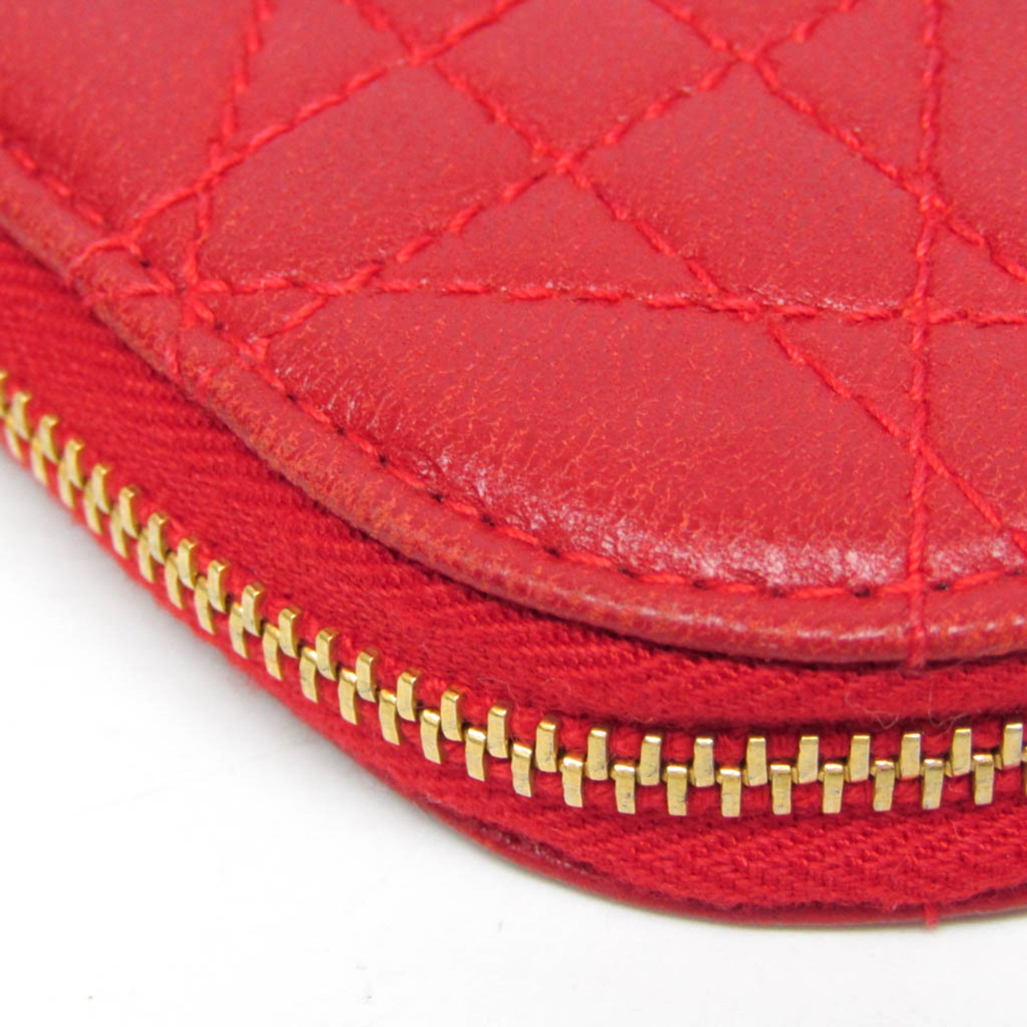 Christian Dior Cannage/Lady Dior Women's Leather Coin Purse/coin Case Red Color