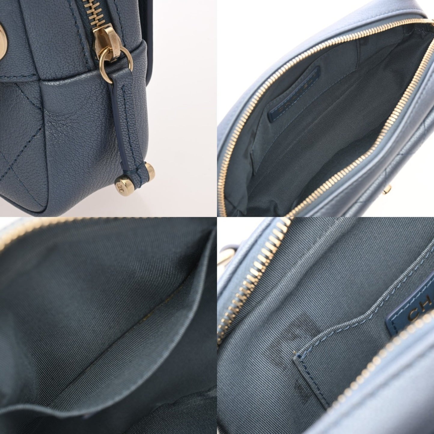 CHANEL Affinity Metallic Blue Women's Calfskin Waist Bag, A-Rank, Pre-Owned, Ginzo