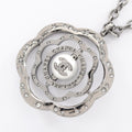 CHANEL Camellia Coco Mark Necklace, Stainless Steel with Faux Pearls and Rhinestones, Silver Clear