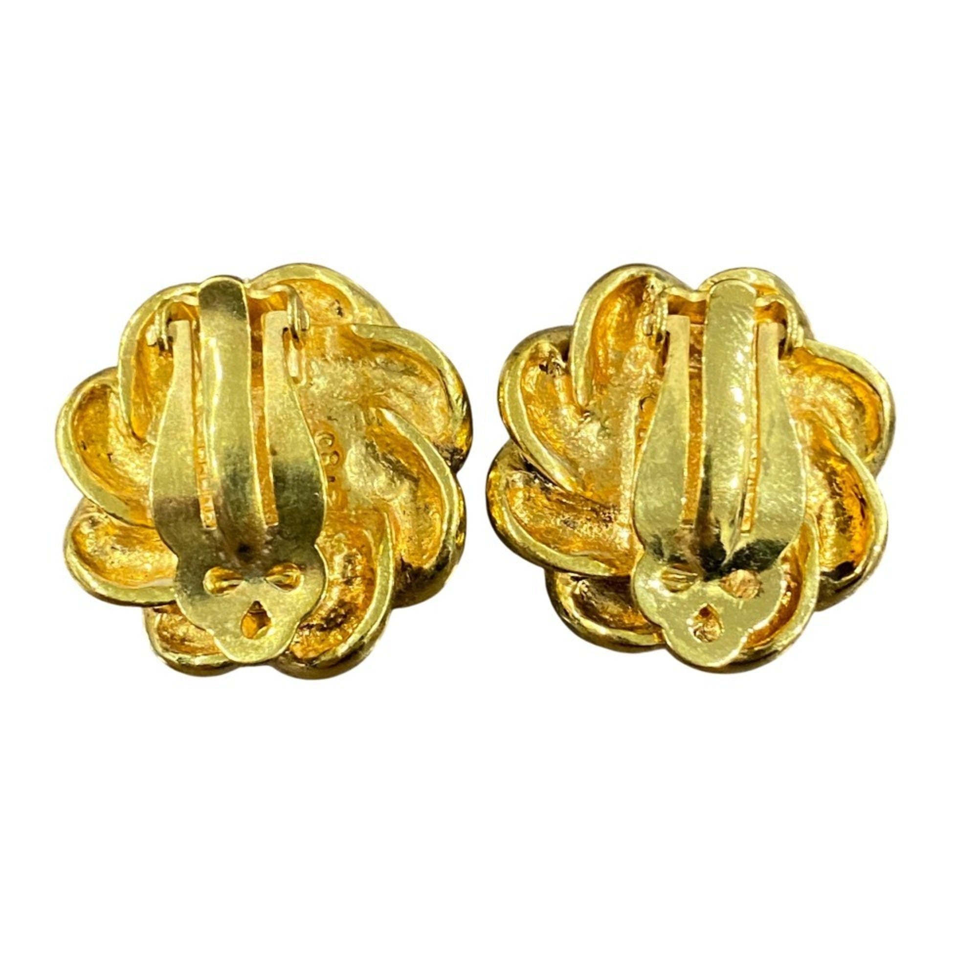 CHANEL Vintage Rope Twist Design Faux Pearl Earrings, Gold and White, Women's — Like New