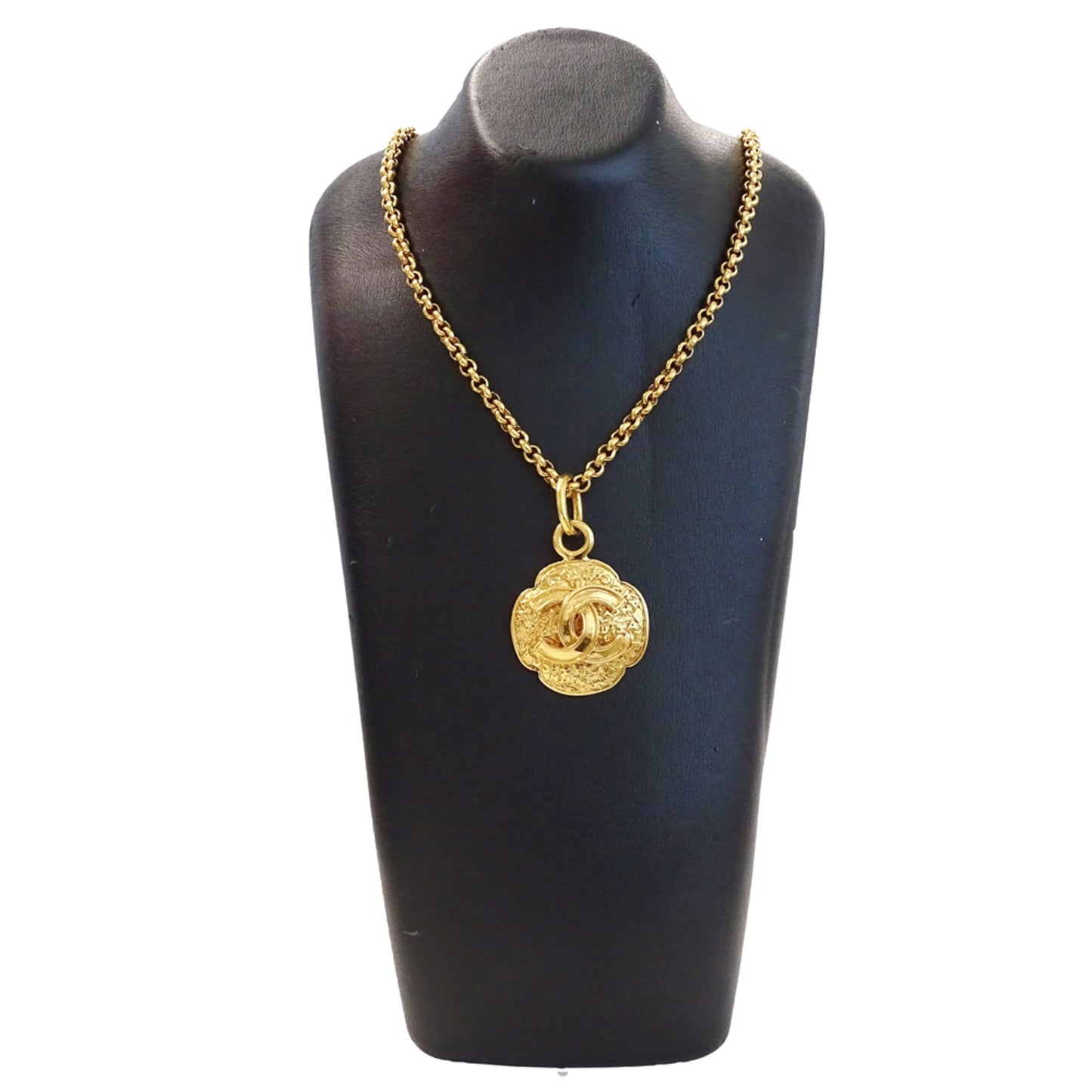Chanel CHANEL necklace with Coco Mark, women's and men's brand GP gold logo clover pendant